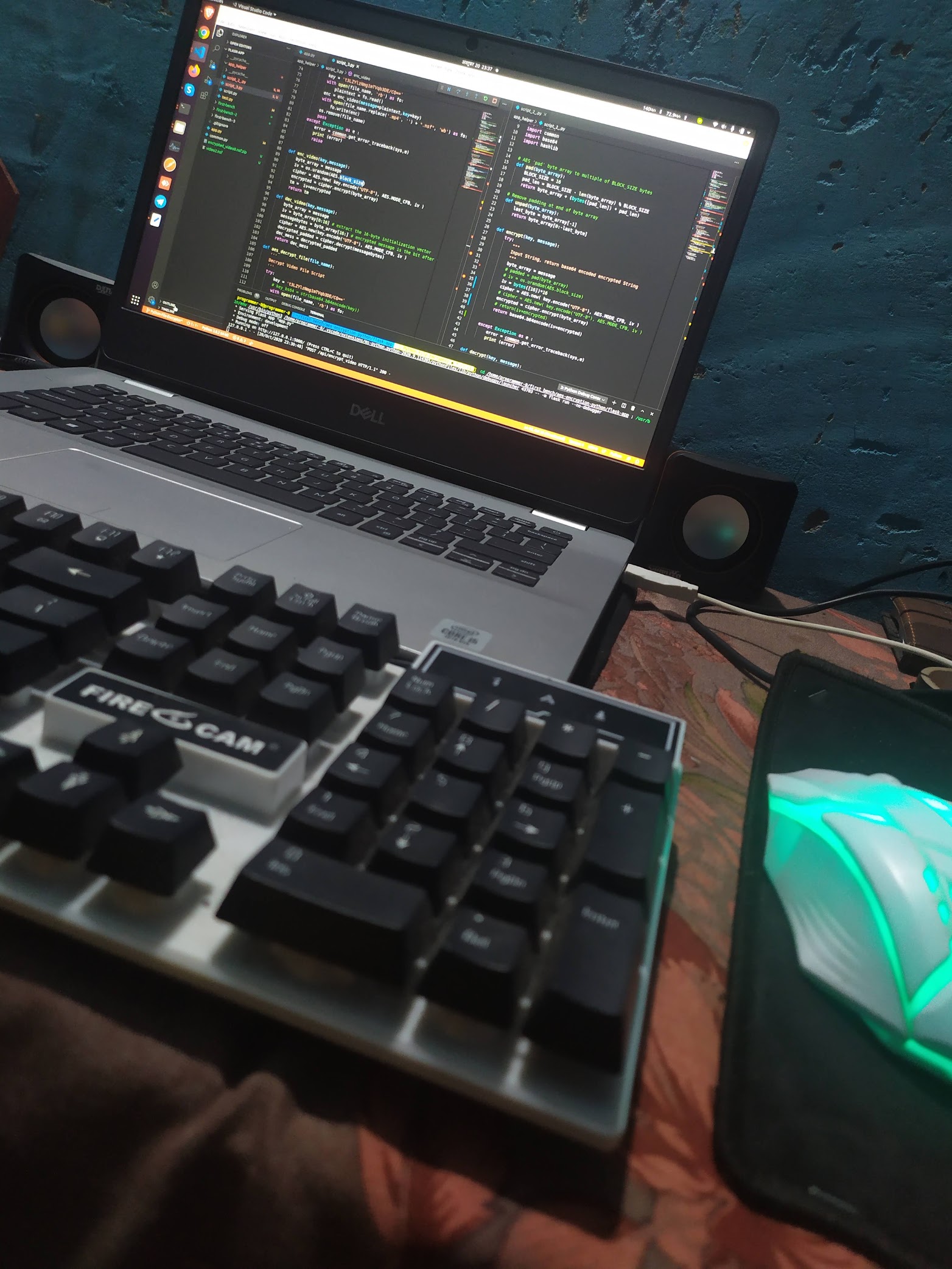 Close view of Python code on Janak's laptop